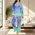 thumbnail image 6 of qelini Plus Size Pajama Sets for Women Cute Print V Neck Long Sleeve Shirt and Pant Sleepwear Soft Cozy Loungewear, 6 of 7
