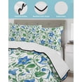 thumbnail image 4 of Quilts Twin Size Bedding Set, Blue Green Botanical Lightweight Quilted Comforter, Watercolor Spring Floral Summer Soft Reversible Bedspread Coverlet with Pillow Covers for All Season, 68" x 86", 4 of 7