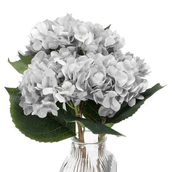 Uxcell Hydrangea Artificial Flowers, 3PCS Faux Hydrangea Flowers Artificial Hydrangeas Fake Silk Faux Flowers, Grey