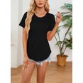 thumbnail image 4 of Frontwalk Womens Tops Ladies Summer Tops Short Sleeve Comfortable T-shirt Crew Neck Black 2XL, 4 of 9