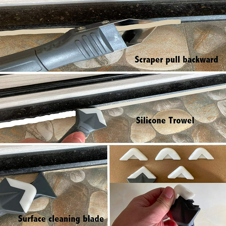DIY.TK 3 in 1 Silicone Caulking Tools, Glass Glue Angle Scraper, stainless  steelhead Caulk Remover and Sealant Scraper, For Kitchen Bathroom Window  And Frames Sealant Seals (1 Pack) 
