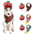 thumbnail image 1 of SPRING PARK Pet Hat, Stripes Pattern Dog Cat Handmade Knitted Fabric Cap, Grooming Accessories Apparels Puppy Teddy for Christmas, 1 of 7