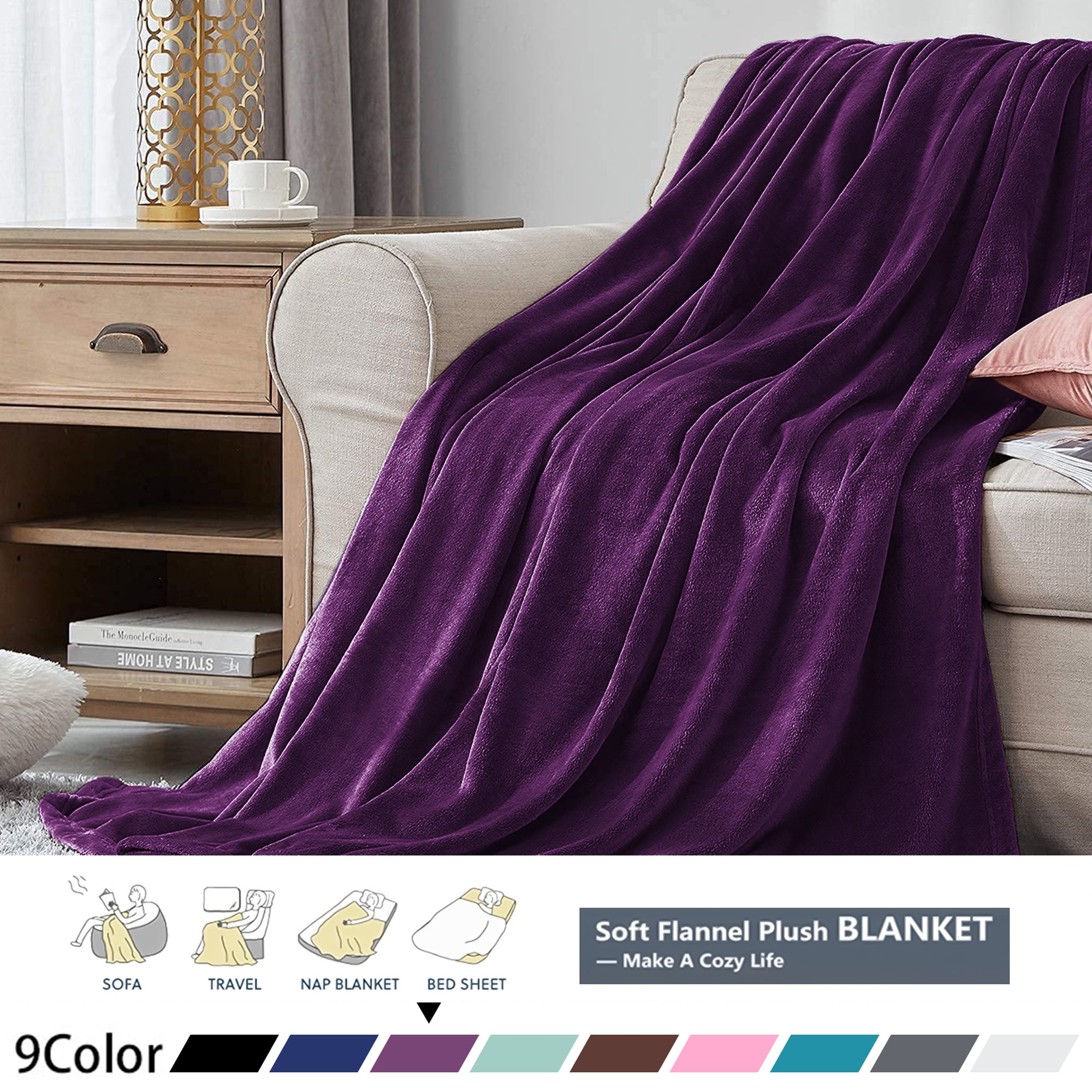 Soft Throw Blanket, Fuzzy & Plush Warm Fleece Blanket, Throw Size Dark