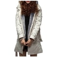 thumbnail image 4 of Azrian Ladies Winter Lining Puffer Coat Hooded - Long Coat Jacket with Metal Zipper Warm Thick Hooded Overcoat(White,S), 4 of 9