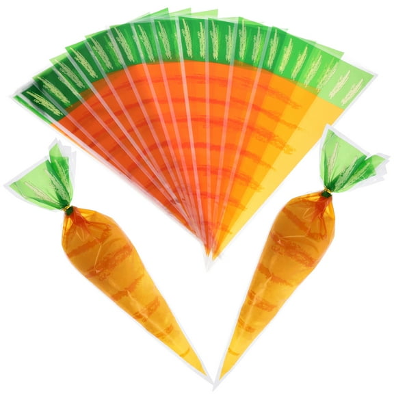 HEATSHAKING Carrot Shaped Treat Bags Orange Triangular Party Favors 50Pcs 14.15X6.88X0.04in