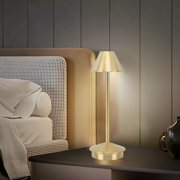 BIMZUC Cordless Table Lamp Modern Iron Art Portable LED Desk Lamp with 3 Color Touch Control 2000mAh Battery Stepless Dimming Gold