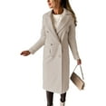 thumbnail image 1 of MAWCLOS Ladies Classic Solid Color Outwear Holiday Lapel Pea Coats Beige XL, 1 of 3