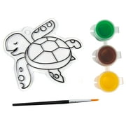 Hello Hobby Ready-to-Paint Plastic Turtle Suncatcher & Paints, 3.25” x 3.62", 3 Suncatcher Paints & Mini Paintbrush