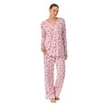 thumbnail image 2 of Aria Brushed Jersey Knit Long Sleeve Split Neck Pajama Set with Pockets, Sizes XS-5X, 2 of 6