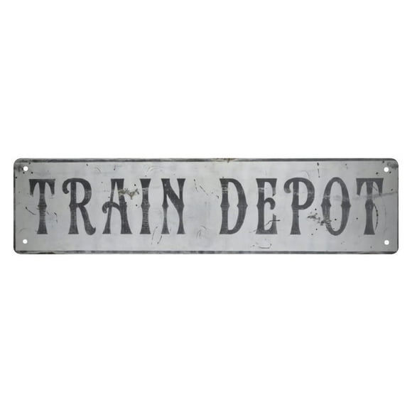 Metal Tin Sign train depot Street Sign Rustic Art wall Decor Wall Shop Man Cave Bar Fun Vintage Metal Tin Sign 4x16 inch Plaque Handicraft