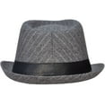 thumbnail image 3 of Short Brim Teardrop Crown Pinstriped Fedora Hat 3074_Grey, 3 of 4