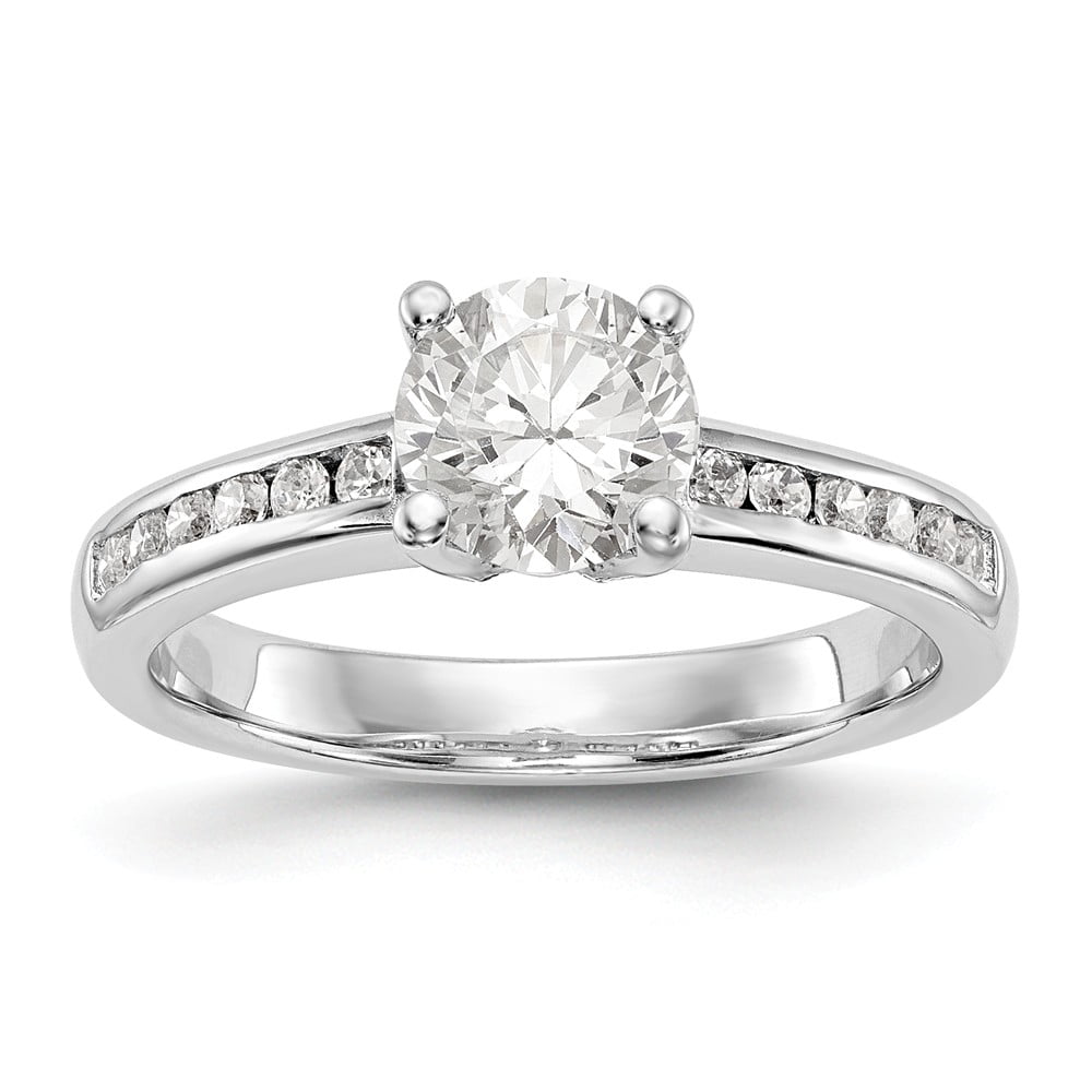 AA Jewels - Solid 14K White Gold Diamond Side-Stones with CZ Cubic ...