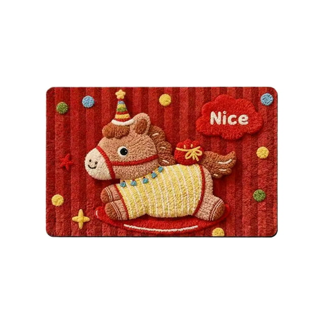 Yhmxh Alfombrillas de baño para baño Alfombra de baño Alfombra de baño de tierra de diatomeas con textura absorbente de agua del Año de los Caballos Decoración del baño