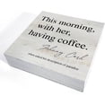 thumbnail image 3 of Zomyto 7x7 IN Funny Coffee Wooden Box Sign Desk Decor This morning with Her Having Coffee Wood Block Plaque, 3 of 5