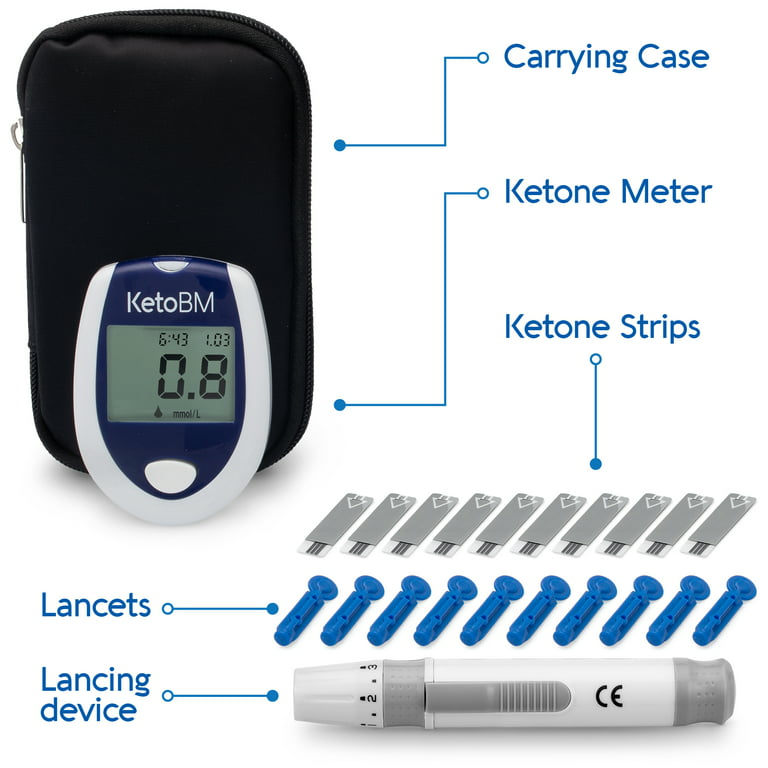 KetoBM Ketone Blood Meter Kit - Complete Monitoring System for Ketogenic  Diet and Ketosis Testing