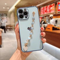 Dteck For iPhone 11 Pro Hybrid Shockproof Plating Heart Patterned Lens Protector with Wristband Case Cover,Blue