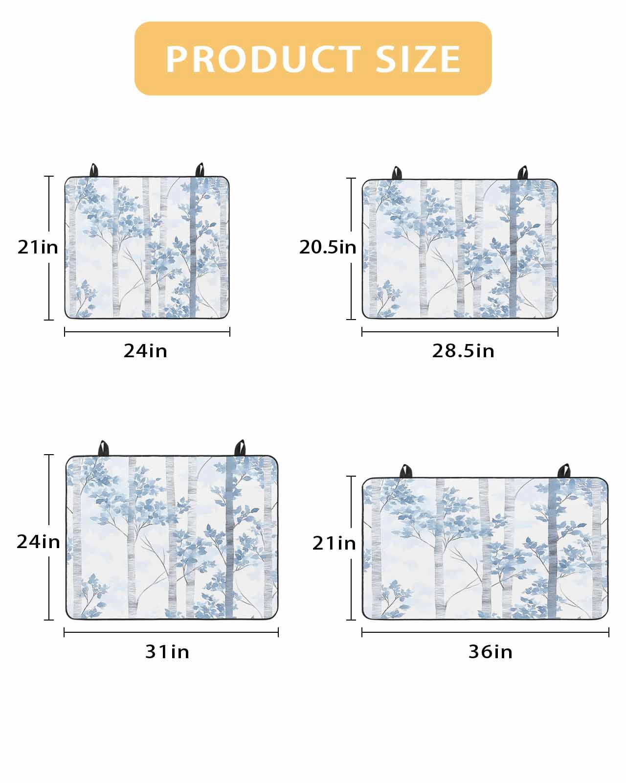 nqOlkjepod Large Induction Cooktop Protector Mat 24"x21", Blue Ombre Leaves Stove Top Covers for Electric Stove, Gray Forest Branches Decorative Stove Burner Cover Mats, Glass Top Stove Cover