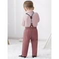 thumbnail image 6 of CARETOO Boy Clothes Suit Toddler Formal Shirt Bowtie Suspender Pants Cotton Fabric Wedding Set 3pcs, 6 of 14