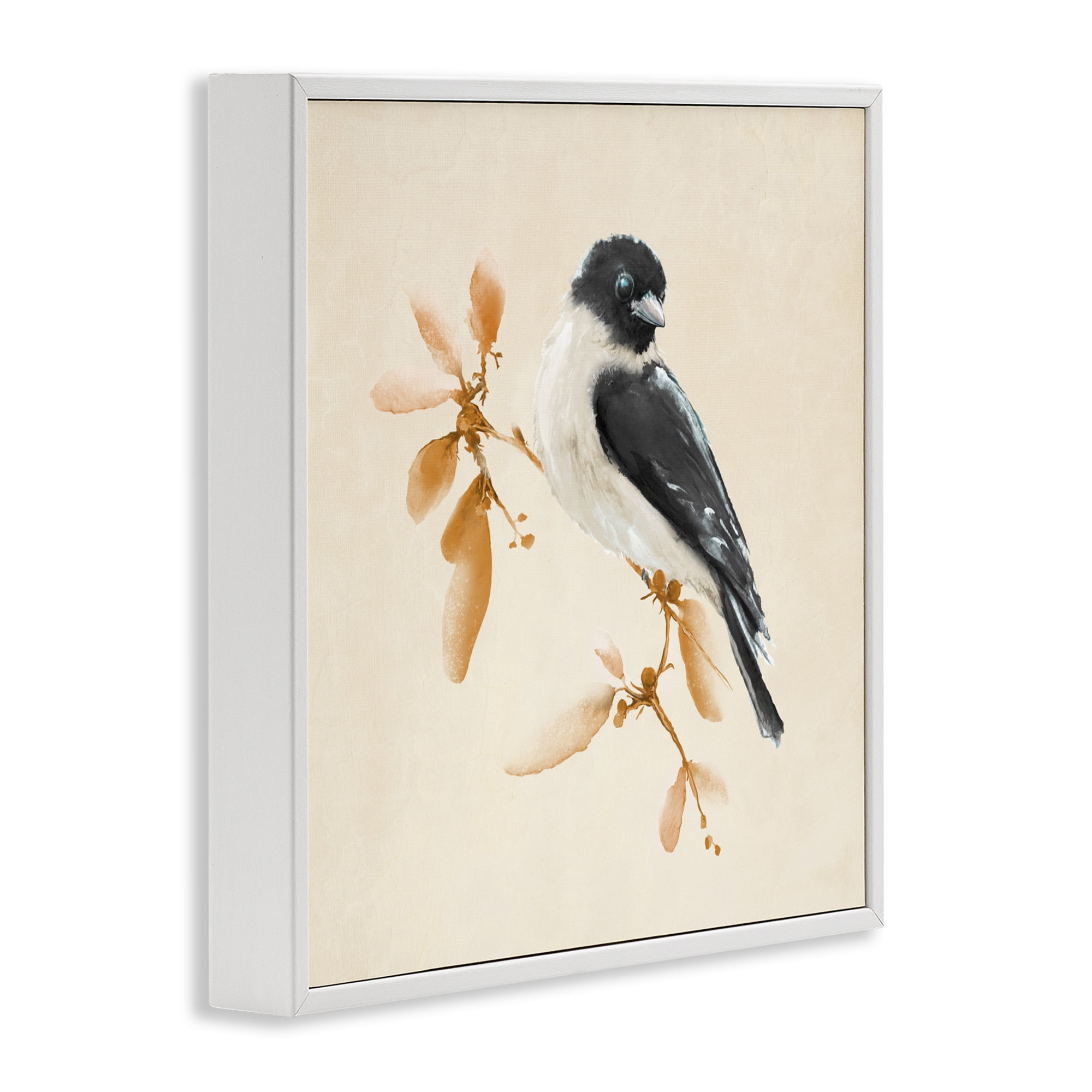 Stupell Industries Subtle Watercolor Chickadee White Framed Giclee Art, design by Diannart