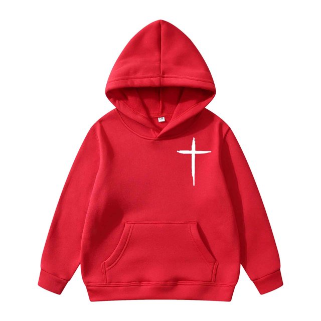 GDREDA Chandails en Molleton pour Enfants à Manches Longues avec Poche, Veste à Capuche Rouge, 3-4 Ans