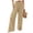 Khaki, variant on Womens Baggy Wide Leg Palazzo Pants Summer Casual Boho Smocked High Waist Lounge Trousers Beach Travel Vacation Pants L