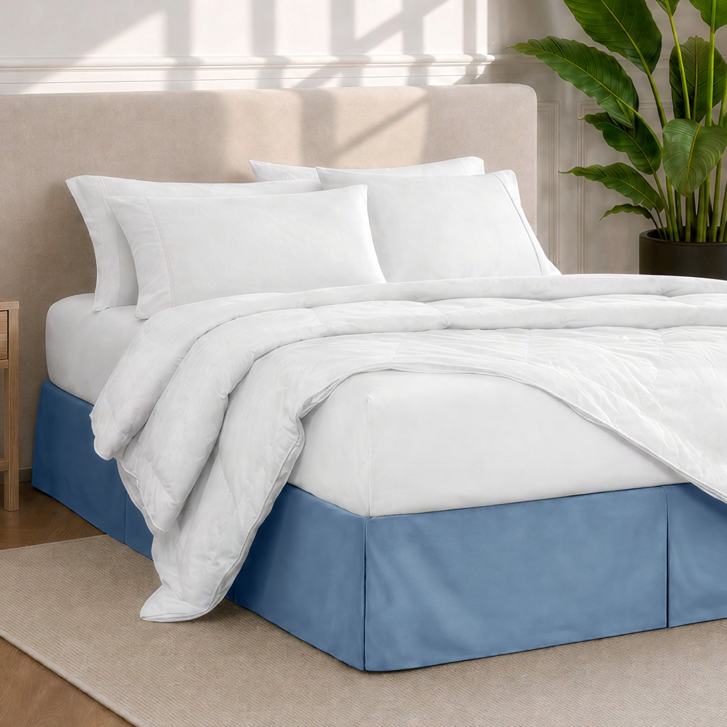 Bare Home Double Brushed Bed Skirt - Premium 1800 Collection - 15-inch Drop - Twin XL, Coronet Blue