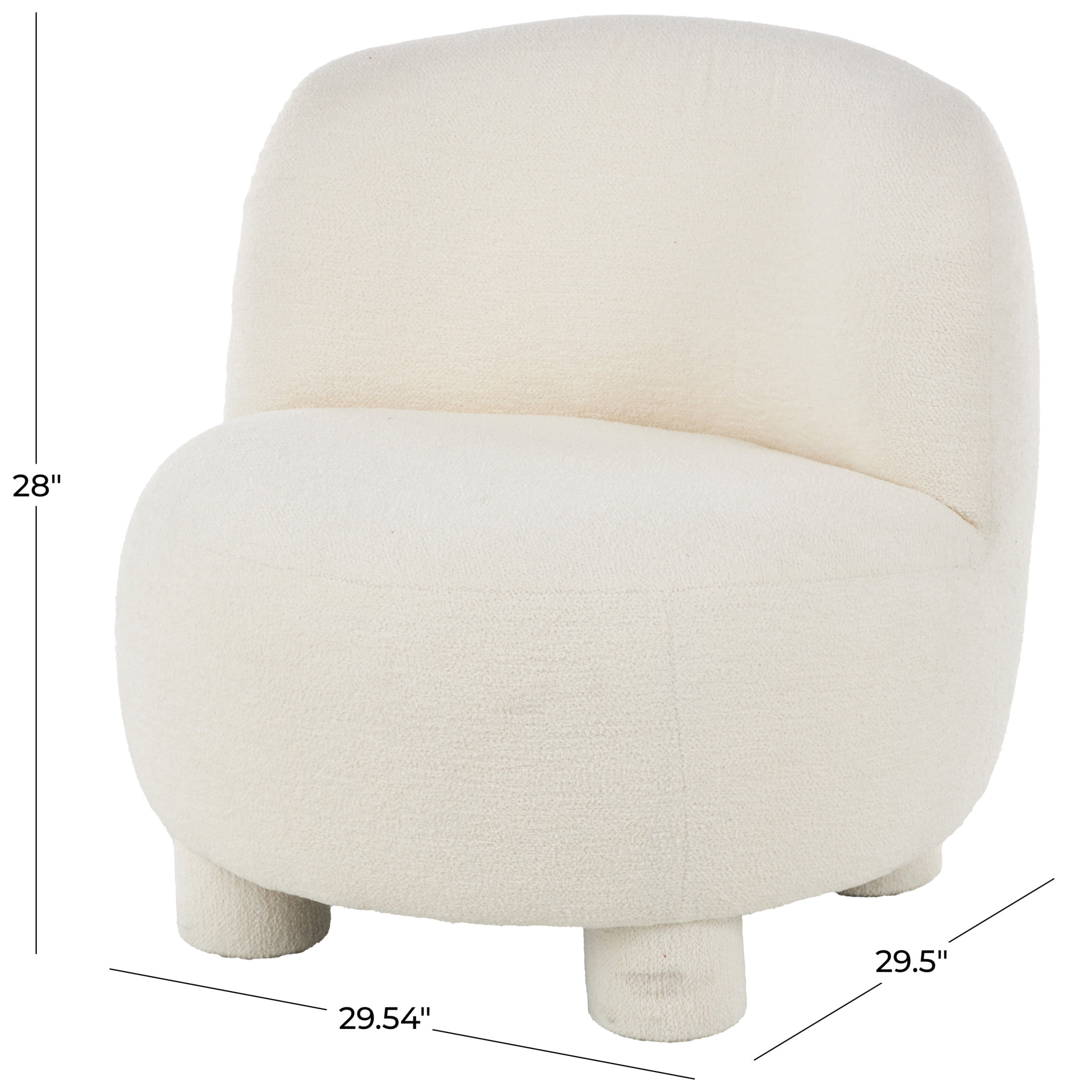DecMode Polyester Rounded Barrel Lounge Chair, Cream
