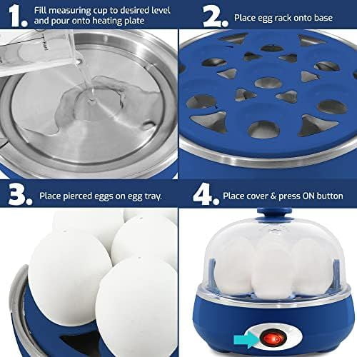 EGC322CBL Easy Egg Cooker Electric 7-Egg Capacity, Soft, Medium, Hard-Boiled Egg Cooker with Auto Shut-Off, Measuring Cup Included, BPA Free, Classic Blue