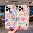 thumbnail image 3 of Compatible with iPhone 13 Pro Max Love Heart Oval Case with Adjustable Wrist Strap Kickstand Holder Hand Strap Glossy Protection Fashion Shockproof Case for Girls Women, 3 of 14