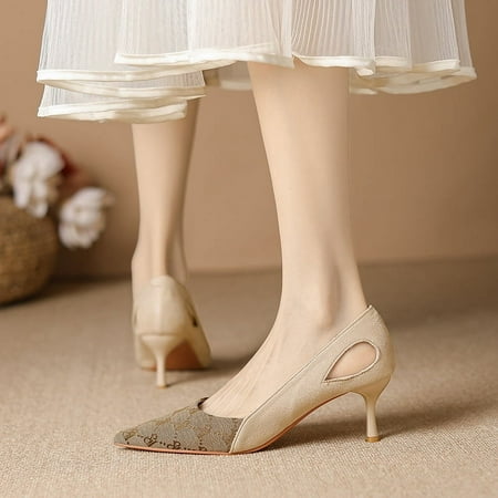 

HHH Pumps Women s 2023 New Spring and Autumn Professional Etiquette Interview No Wear Feet Work Pointed Toe Chunky Heel Black High Heels