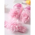 thumbnail image 3 of Baby Girl Toddler Shoes Flowers Soft Sole Walking Princess Shoes and Shoes Headband Set, 3 of 5