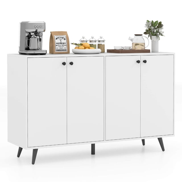 Costway Buffet Sideboard Mid Century Modern 4-Door Storage Cabinet 50" Accent Cabinet