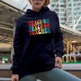 thumbnail image 2 of Teacher, School Teaching Profession or Job Themed, Groovy Retro Wavy Text Merch Gift, Navy Blue Hooded Sweatshirt or Hoodie, 2XL, 2 of 5