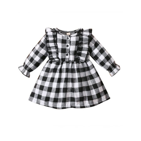 

Canrulo Christmas Toddler Baby Girls Long Sleeve Plaid Dresses Playwear Xmas Dress Clothes Outfits Black 3-4 Years