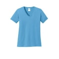 thumbnail image 5 of Port & Company Ladies V-Neck T-Shirt Aquatic Blue, 5 of 6