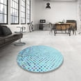 thumbnail image 4 of Ahgly Company Machine Washable Indoor Round Transitional Tron Blue Area Rugs, 7' Round, 4 of 7