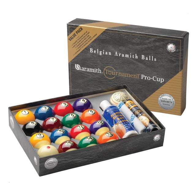 Aramith Tournament Pro-Cup Value Pool Billiard Balls Pack - Duramith™ Technology - 2-1/4" (57.2mm) - Official 6-Dot Measles Set