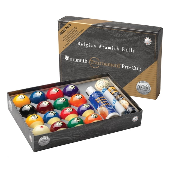 Aramith Tournament Pro-Cup Value Pool Billiard Balls Pack - Duramith™ Technology - 2-1/4" (57.2mm) - Official 6-Dot Measles Set
