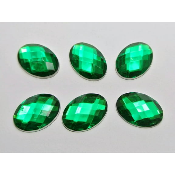 U8MO 100 Green Flatback Acrylic Rhinestone Oval Gems 13X18mm No Hole