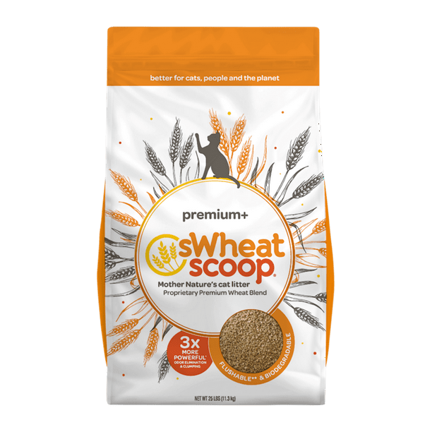 sWheat Scoop Premium + Natural Clumping Wheat Cat Litter, 25lb