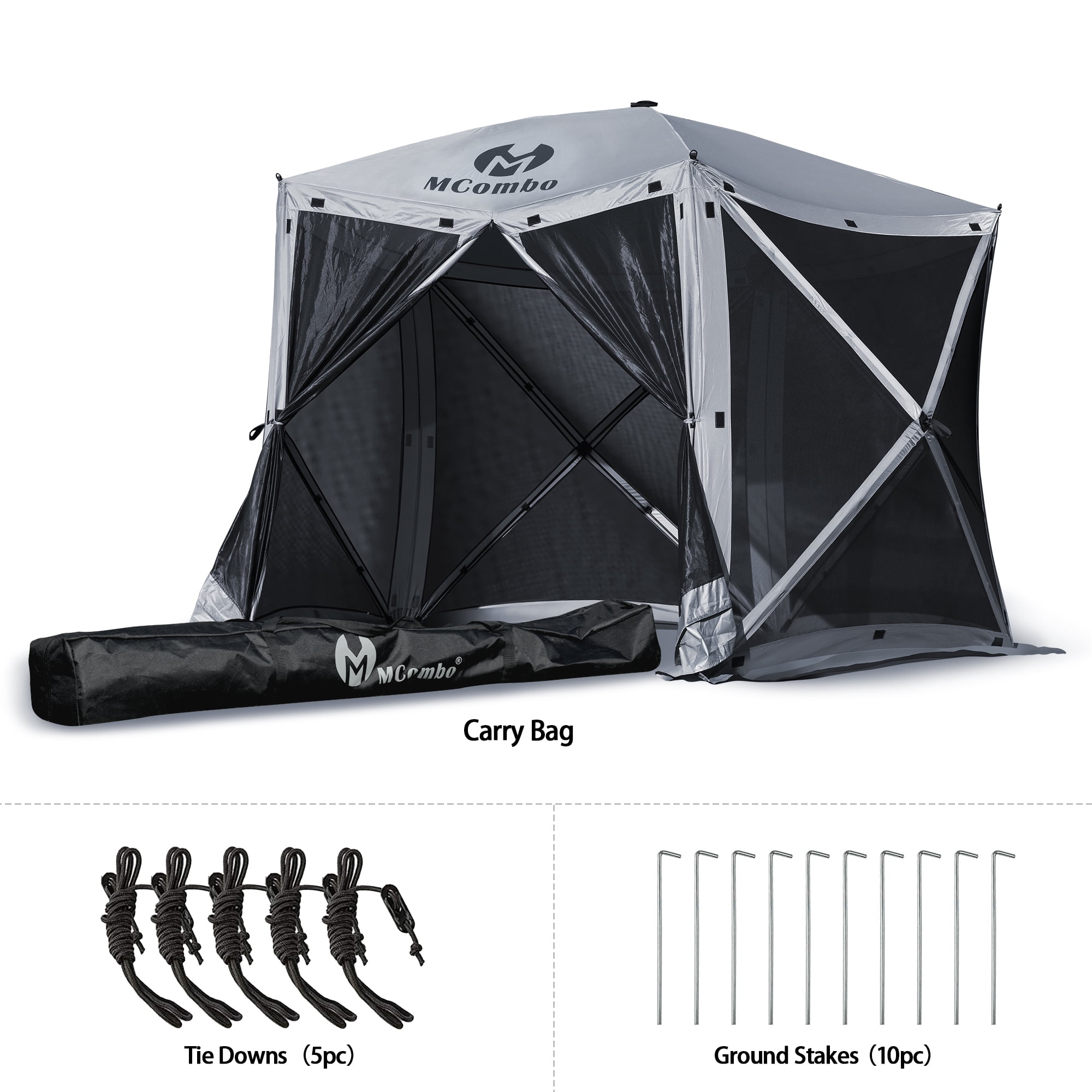 Mcombo 5-Sided Gazebo Portable Pop Up Tent Canopy, Shelter Hub Screen Tent for Outdoor Party (5-7 Persons), 1024-5PC