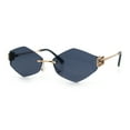 thumbnail image 4 of Luxury Retro Rimless Diamon Shape Hustler Metal Frame Sunglasses Gold - Black, 4 of 8