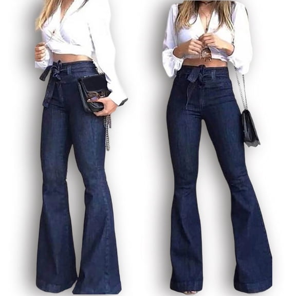 PFRNLF Flare Jeans for Women High Waisted Bell Bottom Denim Pants with Belt Stretch Wide Leg Jeans