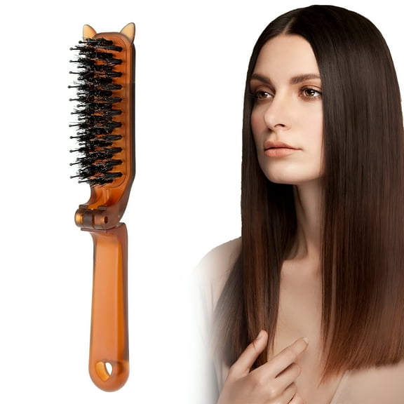 ACDANC Travel Folding Hair Brush Collapsable Portable Pocket Boar Hair Brush For Thin Thick Hair Mini Hair Brush for Men Women Kids Thick Thin Curly Straight Dry Hair