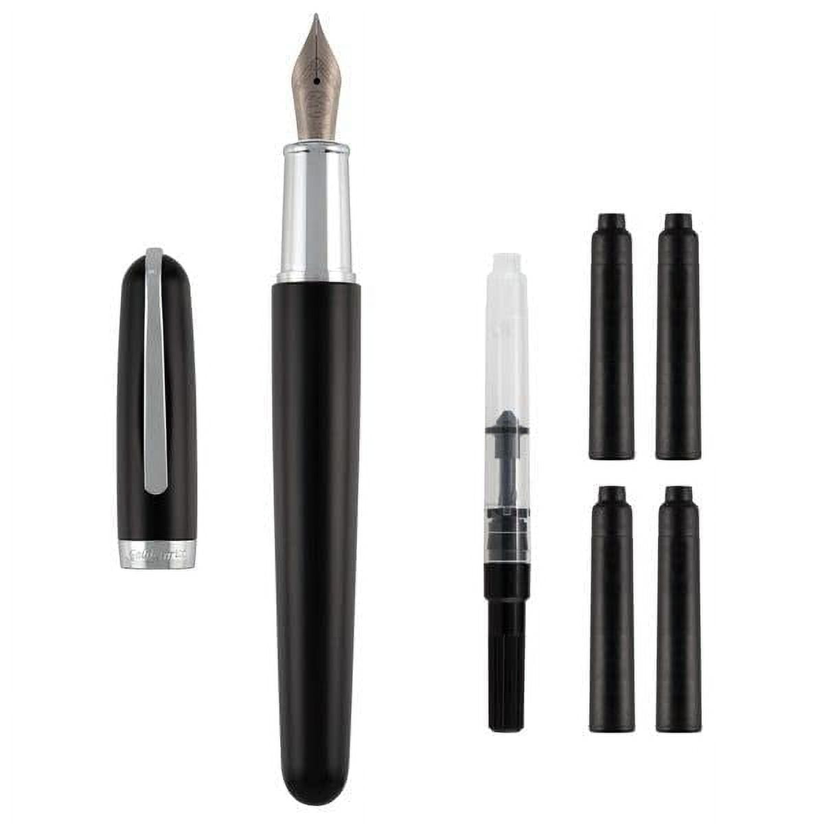 Goldenritt Sketchwriter Rockwell Fountain Pen - Includes Triple-Section Titanium Nib for Writing & Sketching - [Matte Black - Fine]