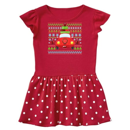 

Inktastic Ugly Christmas Sweater with Car and Present Gift Toddler Girl Dress