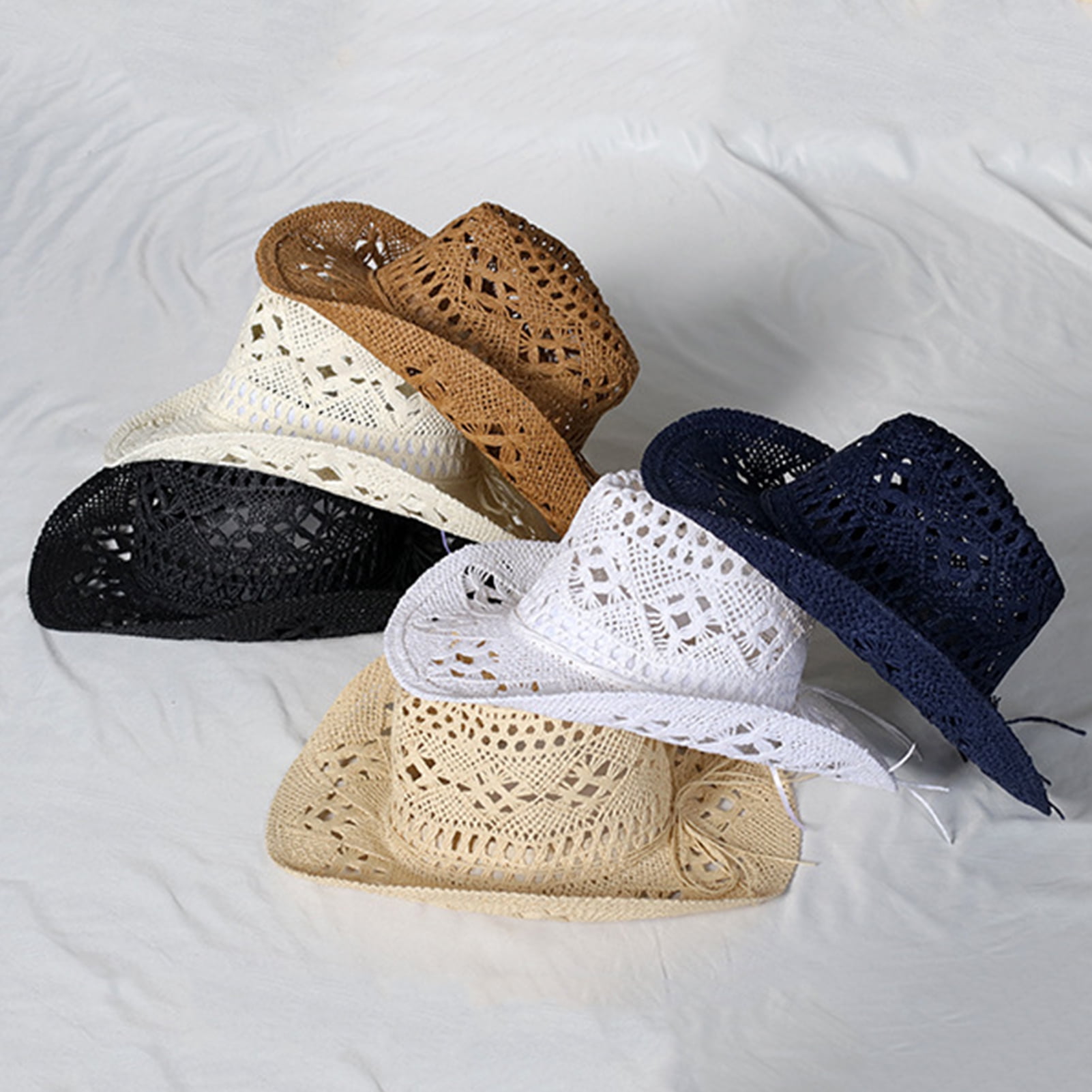 Fashion Hollowed Handmade Cowboy Straw Hat Women Men Summer  display picture 3