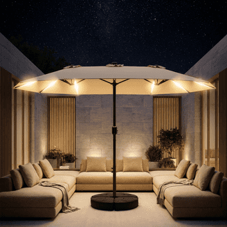 amauri patio umbrellas Amauri Outdoor Living - Laguna Cove 10' x 6.5' Rect Auto TiltMarket Umbrella,  Starring Grey Frame, Sunbrella Pacific Blue Shade