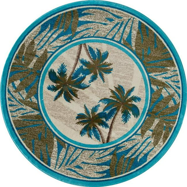 Art Carpet 841864131451 5 ft. Palm Coast Collection Frond Woven Round Area Rug, Beige