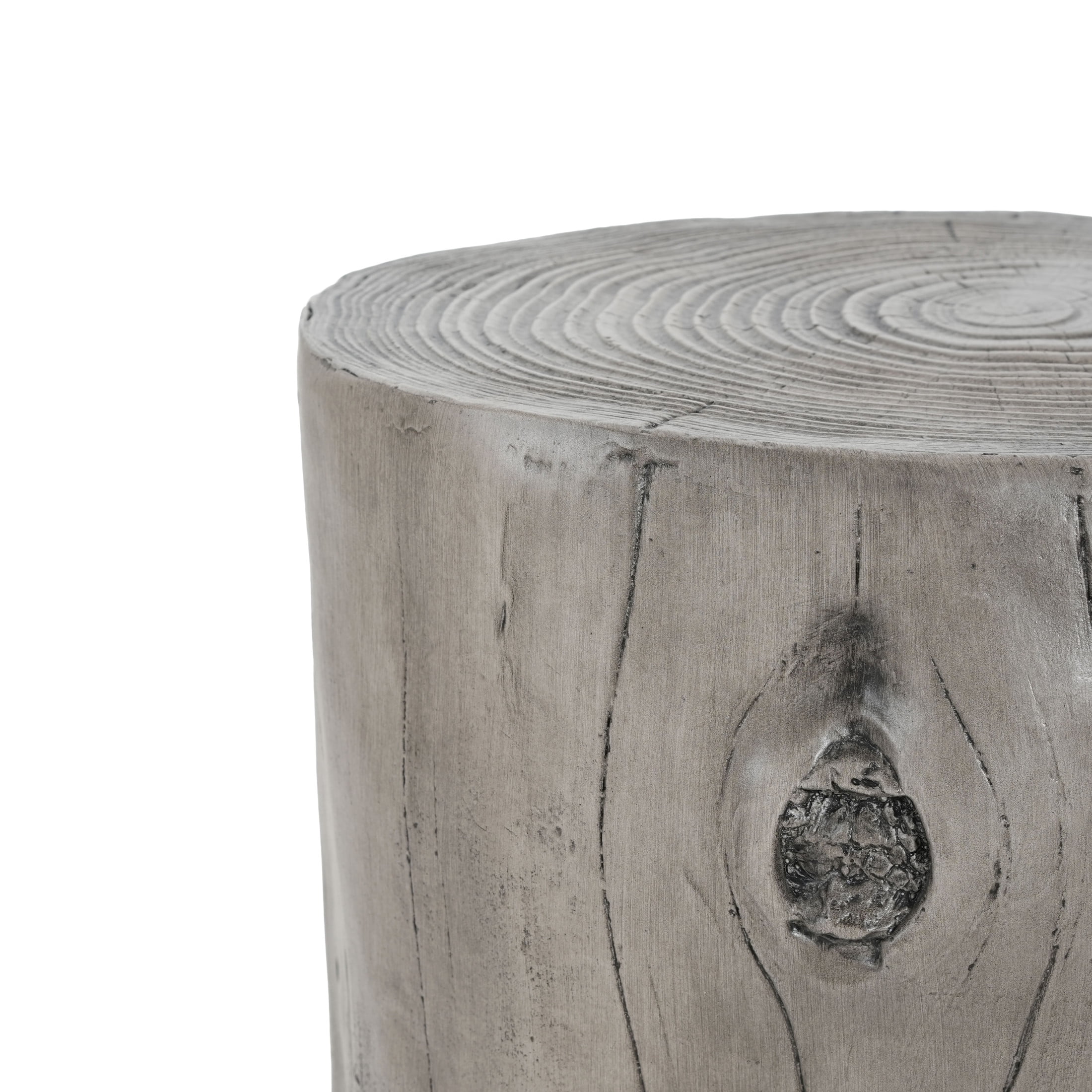 Christopher Knight Home MGO Tree-Stump Side Table, Lightweight Concrete Accent Table, Gray Wood Grain